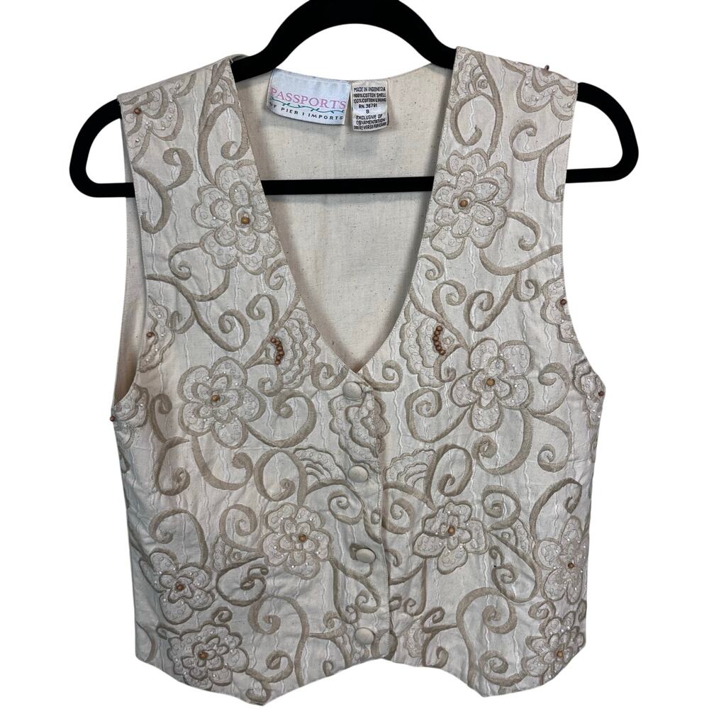 Pier 1 Embroidered Floral Vest